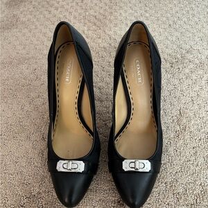 Coach Black Leather Women's Heels
